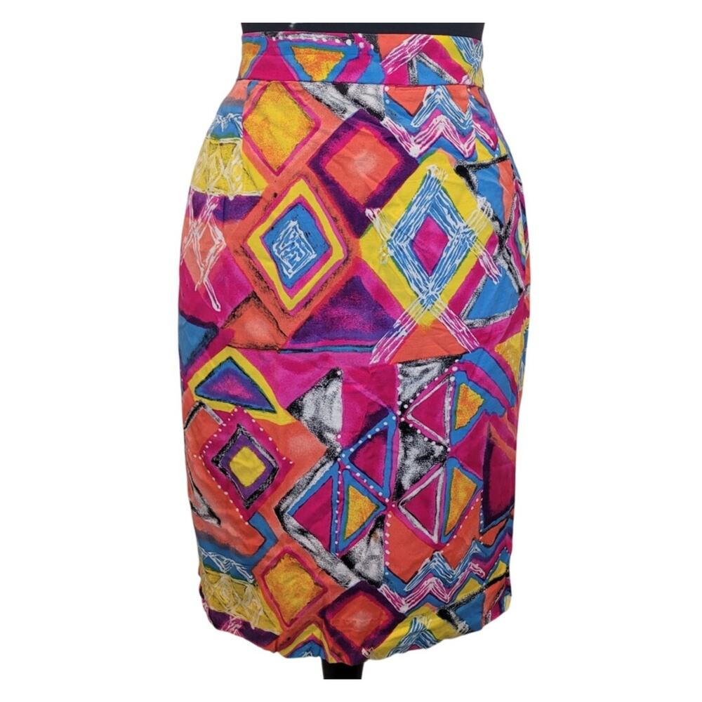 VTG 80s Egyptian Pencil Skirt Colorful USA Made 14